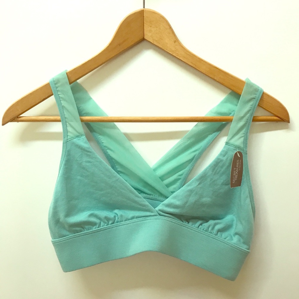 NWT teal soft yoga sport bralette with mesh